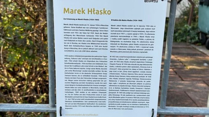 Wiesbaden bringt Gedenktafel für den polnischen Schriftsteller Marek Hłasko an Wiesbaden bringt Gedenktafel für den polnischen Schriftsteller Marek Hłasko an